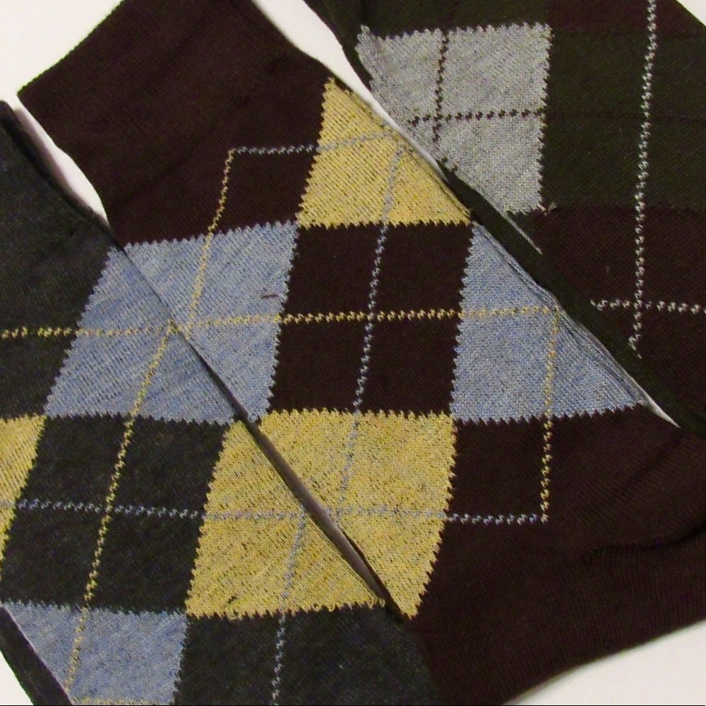 Grey Brown Forest Green Argyle 3 Pack Socks